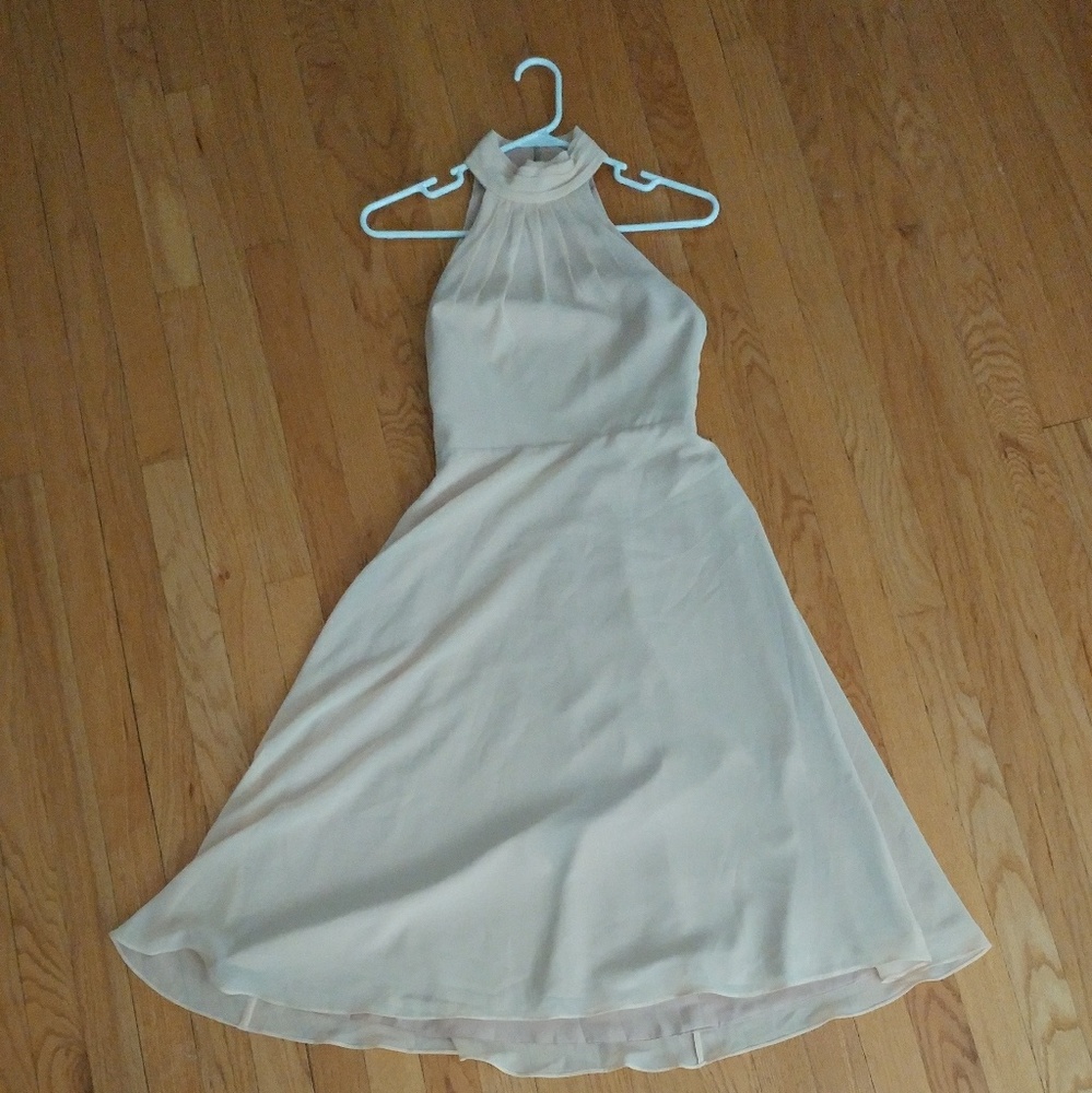 Nude sexy backless skater dress